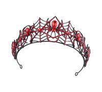 Dress-Up Web Headband with Crown Outline, Red on black