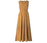 Dress Wedding Long Sleeve Polka Dot Sleeveless A-line Pleated Loose Ruched Flowy Casual Tank Dress Tunic Dress Beach Dress, yellow, XXL