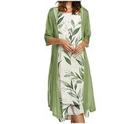 Dress with Sheer Cardigan Women 2 Piece Set Wedding Guest Outfits Elegant Floral Print Sleeveless Chiffon Long Tank Dresses Casual Summer Beach Holiday Party Dresses