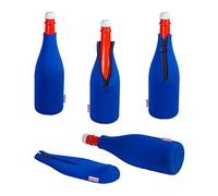 DRESS-YOUR-DRINK Champagne Cooler 0.75 L Neoprene Bottle Cooler Wine Cooler Drinks Cooler Blue Pack of 5