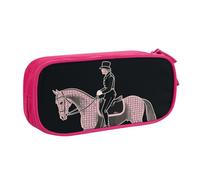 Dressage Dressage Rider Horse Pencil Case, Zip Smooth Pencil Case, Portable Pencil Case Large School Stationery Storage Bag, Make-Up Bag