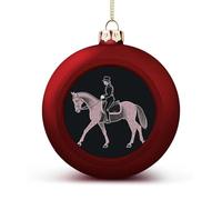 Dressage Rider Horse Christmas Tree Ornaments 1.6 Inch Shatterproof Pc Plastic Balls with Lanyard Baubles Hanging Christmas Ball Ornaments for Xmas Tree Holiday Party Wedding Home Decorations-red
