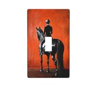 Dressage Rider On A Black Horse Light Switch Cover Decorative Single Toggle 1 Gang Wall Plate for Kitchen Farmhouse Bedroom Bathroom Art Decor