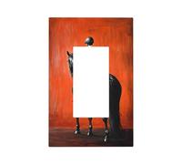 Dressage Rider On A Black Horse Light Switch Wall Plate Faceplate Cover Single Rocker 1 Gang Decorator Outlet Receptacle Covers for Home Kitchen Room Bathroom Decor