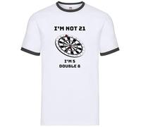Dressdown 21st Birthday Darts Funny 21 Year Years Old Dart Twenty One 5 Double 8 - Mens Contrast Ringer T-Shirt - White/Black - Large