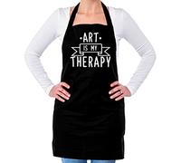 Dressdown Art Is My Therapy - Unisex Adult Kitchen/BBQ Apron - Black - One Size