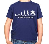 Dressdown Born to Drum - Childrens/Kids Crewneck T-Shirt - Navy - L (9-11 Years)
