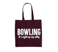 Dressdown Bowling It's Right Up My Alley - 100% Cotton Tote Bag - Burgundy - One Size