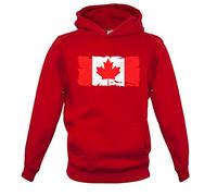Dressdown Canada Grunge Style Flag - Childrens/Kids Pullover Hoodie - Fire Red - S (3-4 Years)