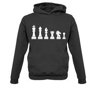 Dressdown Chess Pieces - Childrens/Kids Pullover Hoodie - Jet Black - 12-13 Years