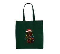 Dressdown Chocolate Labrador Retriever Christmas Lights - 100% Cotton Tote Bag - Bottle Green - One Size