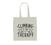 Dressdown Climbing Is My Therapy - 100% Cotton Tote Bag - Natural - One Size