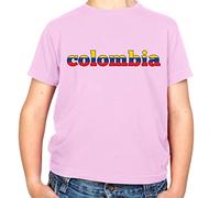 Dressdown Country Word Flags Colombia - Childrens/Kids Crewneck T-Shirt - Light Pink - XS (3-4 Years)