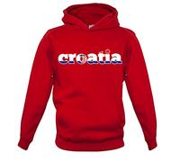 Dressdown Country Word Flags Croatia - Childrens/Kids Pullover Hoodie - Fire Red - 7-8 Years
