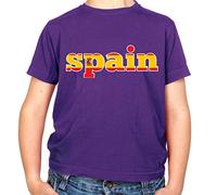 Dressdown Country Word Flags Spain - Childrens/Kids Crewneck T-Shirt - Purple - M (7-8 Years)