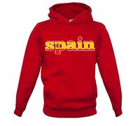Dressdown Country Word Flags Spain - Childrens/Kids Pullover Hoodie - Fire Red - 12-13 Years