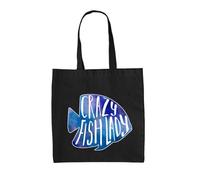 Dressdown Crazy Fish Lady - 100% Cotton Tote Bag - Black - One Size