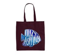 Dressdown Crazy Fish Lady - 100% Cotton Tote Bag - Burgundy - One Size