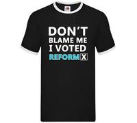 Dressdown Don't Blame Me I Voted Reform - Mens Contrast Ringer T-Shirt - Black/White - XL
