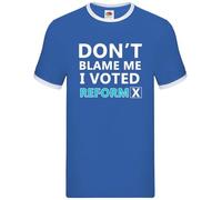 Dressdown Don't Blame Me I Voted Reform - Mens Contrast Ringer T-Shirt - Royal/White - XXL