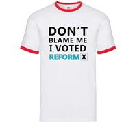 Dressdown Don't Blame Me I Voted Reform - Mens Contrast Ringer T-Shirt - White/Red - Medium