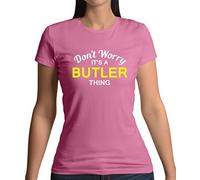 Dressdown Don't Worry It's a Butler Thing! - Womens Crewneck T-Shirt - Azalea - Large