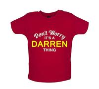 Dressdown Don't Worry It's a Darren Thing! - Organic Baby/Toddler T-Shirt - Red - 3-6 Months