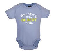 Dressdown Don't Worry It's a GILBERT Thing! - Organic Babygrow/Body suit - Dusty Blue - 0-3 Months