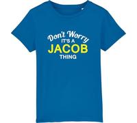Dressdown Don't Worry It's a Jacob Thing! - Childrens/Kids 100% Organic Cotton T-Shirt - Royal Blue - 9-11 Years