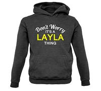 Dressdown Don't Worry It's a Layla Thing! - Childrens/Kids Pullover Hoodie - Charcoal - 9-11 Years