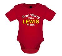 Dressdown Don't Worry It's a LEWIS Thing! - Organic Babygrow/Body suit - Red - 6-12 Months