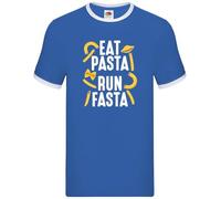 Dressdown Eat Pasta, Run Fasta - Mens Contrast Ringer T-Shirt - Royal/White - Small