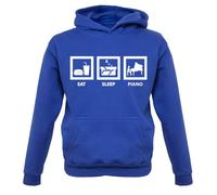 Dressdown Eat Sleep Piano - Childrens/Kids Pullover Hoodie - Royal Blue - 7-8 Years