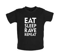Dressdown Eat Sleep Rave Repeat - Organic Baby/Toddler T-Shirt - Black - 6-12 Months