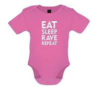 Dressdown Eat Sleep Rave Repeat - Organic Babygrow/Body Suit - Bubble Gum Pink - 12-18 Months