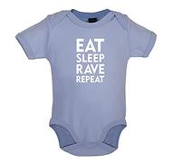 Dressdown Eat Sleep Rave Repeat - Organic Babygrow/Body Suit - Dusty Blue - 0-3 Months