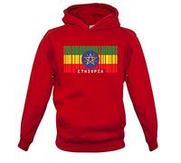 Dressdown Ethiopia Barcode Style Flag - Childrens/Kids Pullover Hoodie - Fire Red - XL (9-11 Years)