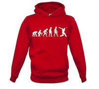 Dressdown Evolution of Man Cricket - Childrens/Kids Pullover Hoodie - Fire Red - XL (9-11 Years)