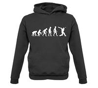 Dressdown Evolution of Man Cricket - Childrens/Kids Pullover Hoodie - Jet Black - XL (9-11 Years)