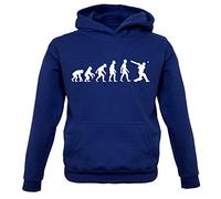 Dressdown Evolution of Man Cricket - Childrens/Kids Pullover Hoodie - Oxford Navy - XL (9-11 Years)