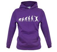 Dressdown Evolution of Man Cricket - Childrens/Kids Pullover Hoodie - Purple - XXL (12-13 Years)