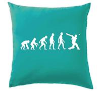 Dressdown Evolution of Man Cricket - Cushion/Pillow (with Insert) - 41 x 41cm (16)" - Turquoise - One Size