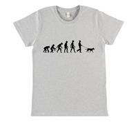 Dressdown Evolution of Man Dog Walking - Organic Women's Crewneck T-Shirt - Melange Grey - S