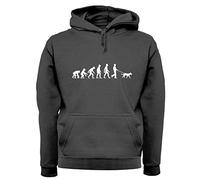 Dressdown Evolution of Man Dog Walking - Unisex Premium Hoodie/Hooded Top - Charcoal - Medium