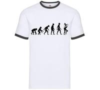 Dressdown Evolution of Man Ska - Mens Contrast Ringer T-Shirt - White/Black - Large