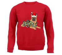Dressdown German Shepherd Christmas - Unisex Crewneck Sweater/Jumper - Fire Red - Large