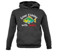 Dressdown Gone Fishing with Daddy - Childrens/Kids Pullover Hoodie - Charcoal - 5-6 Years