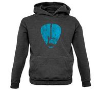 Dressdown Guitar Pick Full Silhouette - Childrens/Kids Pullover Hoodie - Charcoal - 12-13 Years