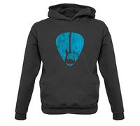 Dressdown Guitar Pick Full Silhouette - Childrens/Kids Pullover Hoodie - Jet Black - 9-11 Years