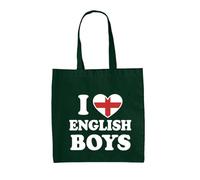 Dressdown I Love English Boys - 100% Cotton Tote Bag - Bottle Green - One Size